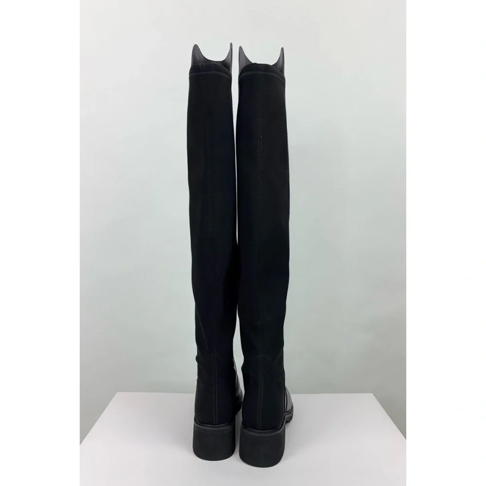 New Stuart Weitzman Alina Over The Knee Boot Black Leather Sz 5